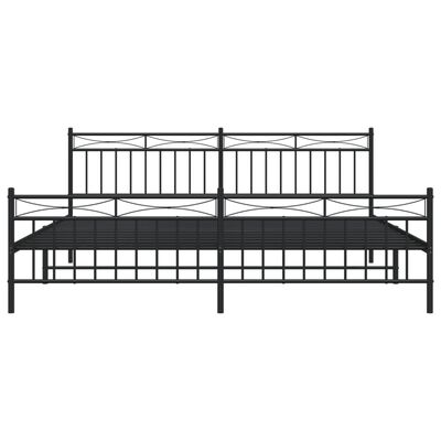 vidaXL Cadre de lit métal sans matelas avec pied de lit noir 200x200cm