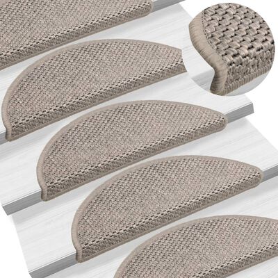 vidaXL Tapis d'escalier autocollants aspect sisal 15 pcs 56x17x3 cm