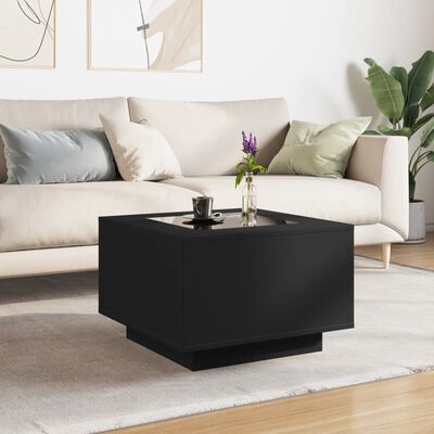 vidaXL Table basse avec LED noir 60x60x40 cm bois d'ingénierie