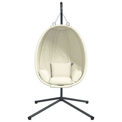 vidaXL Chaise suspendue en forme d'œuf et support beige tissu et acier