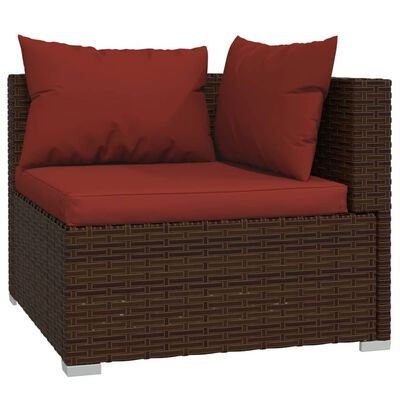 vidaXL Salon de jardin 11 pcs avec coussins Résine tressée Marron