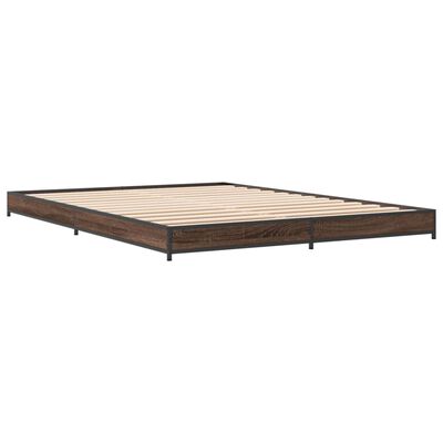 vidaXL Cadre de lit chêne marron 140x200 cm bois d'ingénierie et métal