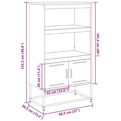 vidaXL Meuble TV anthracite 100,5x39x60,5 cm acier