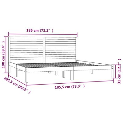 vidaXL Cadre de lit Blanc Bois massif 180x200 cm Super King