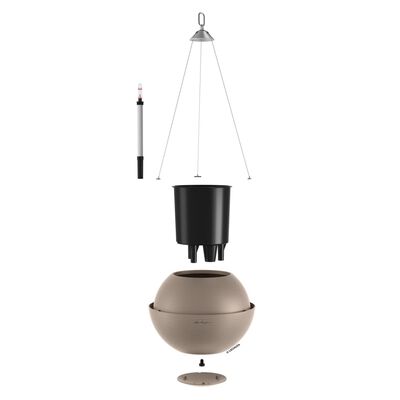 LECHUZA Jardinière suspendue BOLA Color 32 ALL-IN-ONE Marron sable