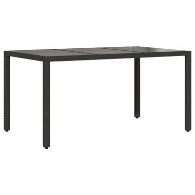 vidaXL Table de jardin 150x90x75cm Verre trempé et résine tressée Noir