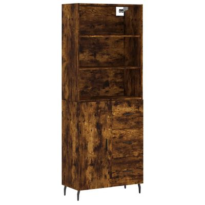 vidaXL Buffet haut Chêne fumé 69,5x34x180 cm Bois d'ingénierie