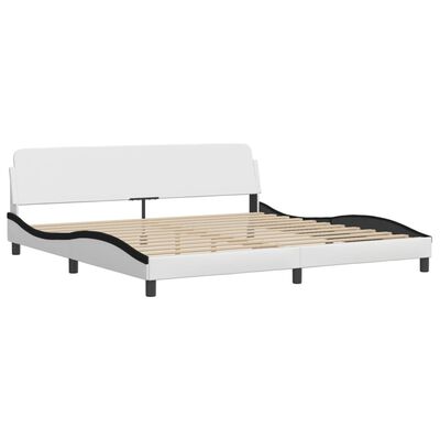 vidaXL Cadre de lit sans matelas blanc et noir 200x200 cm similicuir