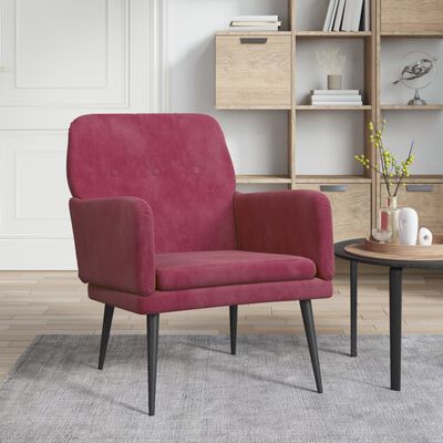 vidaXL Fauteuil Rouge bordeaux 62x79x79 cm Velours