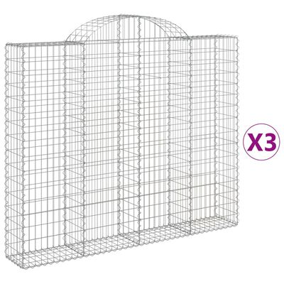 vidaXL Paniers à gabions arqués 3 pcs 200x30x160/180 cm Fer galvanisé