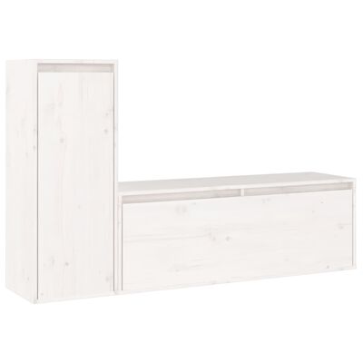 vidaXL Meubles TV 2 pcs Blanc Bois massif de pin