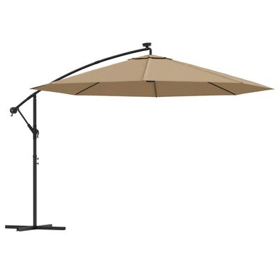 vidaXL Parasol de jardin en porte-à-faux et lumières LED mât en métal