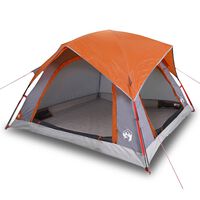 vidaXL Tente de camping de cabine 4 personnes gris orange imperméable