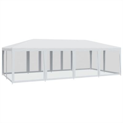 vidaXL Tente de fête avec 12parois latérales en maille blanc 8x4m PEHD