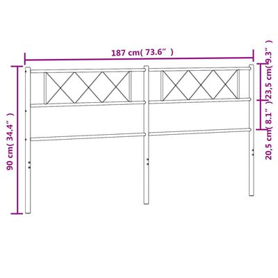 vidaXL Tête de lit métal noir 180 cm