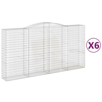 vidaXL Paniers à gabions arqués 6 pcs 400x50x200/220 cm Fer galvanisé