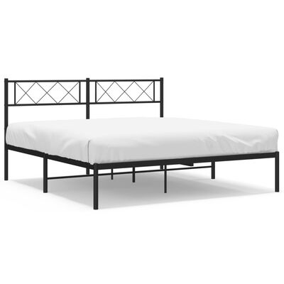 vidaXL Cadre de lit métal sans matelas avec tête de lit noir 150x200cm