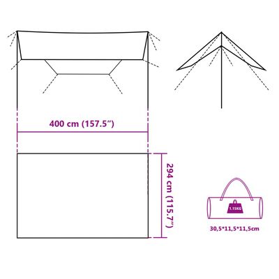 vidaXL Bâche de camping gris et orange 400x294 cm imperméable