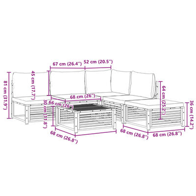 vidaXL Salon de jardin avec coussins 6 pcs bois d'acacia solide