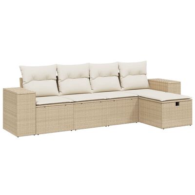 vidaXL Salon de jardin avec coussins 5 pcs beige résine tressée