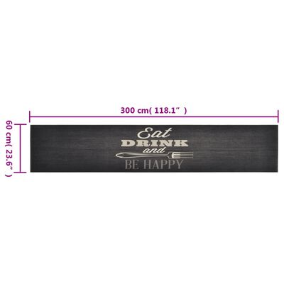 vidaXL Tapis de cuisine lavable impression cuisine noir 60x300 cm