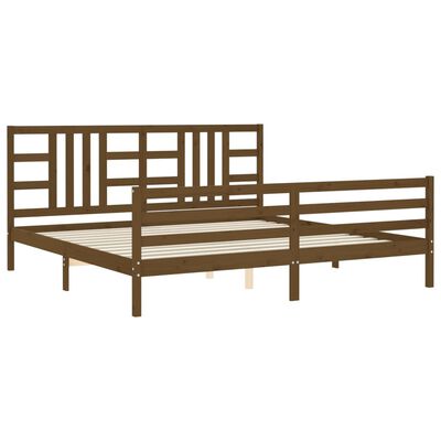 vidaXL Cadre de lit sans matelas marron miel 200x200 cm bois massif