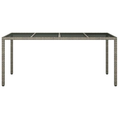 vidaXL Table de jardin Gris 190x90x75 cm Verre trempé/résine tressée