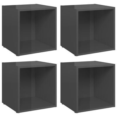 vidaXL Meubles TV 4 pcs gris brillant 37x35x37 cm bois d’ingénierie