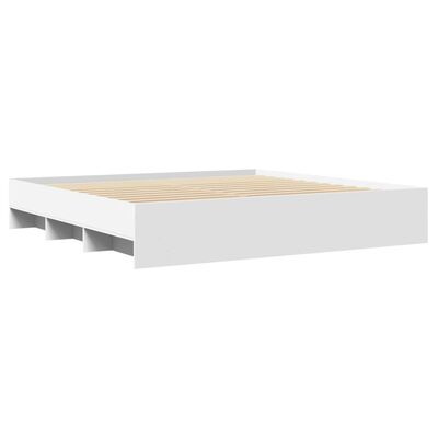 vidaXL Cadre de lit sans matelas blanc 200x200 cm bois d'ingénierie