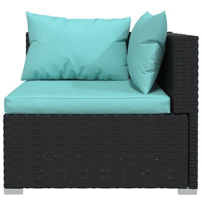 vidaXL Salon de jardin 8 pcs avec coussins Résine tressée Noir