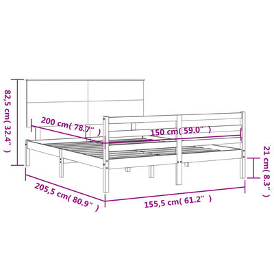 vidaXL Cadre de lit sans matelas blanc bois de pin massif