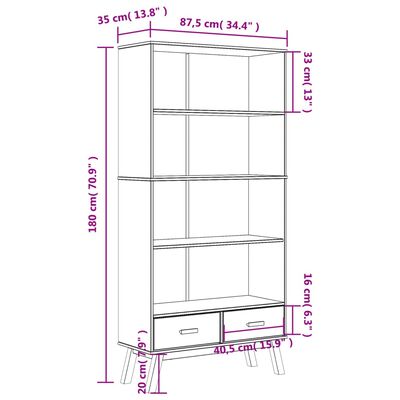 vidaXL Bibliothèque à 4 niveaux OLDEN marron bois de pin massif