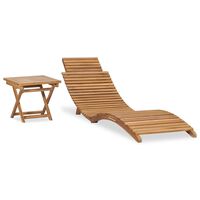 vidaXL Chaise longue pliable avec table Bois de teck solide