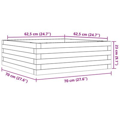 vidaXL Jardinière blanc 70x70x23 cm bois de pin massif