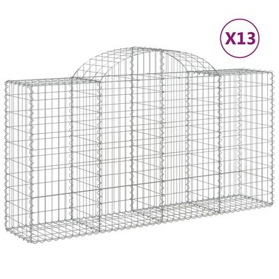 vidaXL Paniers à gabions arqués 13 pcs 200x50x100/120 cm fer galvanisé