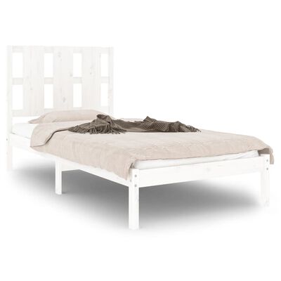 vidaXL Cadre de lit Blanc Bois massif 75x190 cm Petit simple