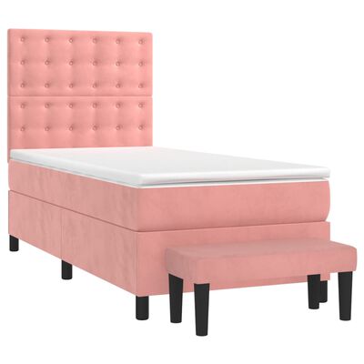 vidaXL Sommier à lattes de lit avec matelas Rose 90x190 cm Velours