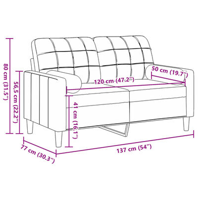 vidaXL Canapé 2 places avec oreillers gris foncé 120 cm velours