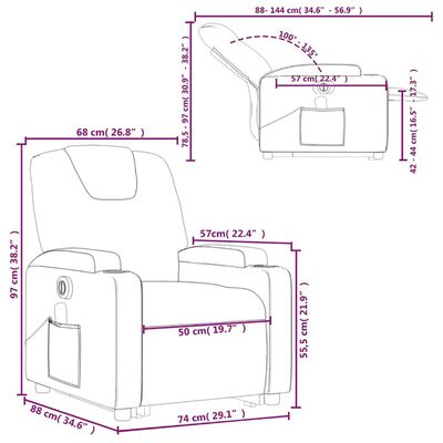 vidaXL Fauteuil inclinable de massage électrique cappuccino similicuir