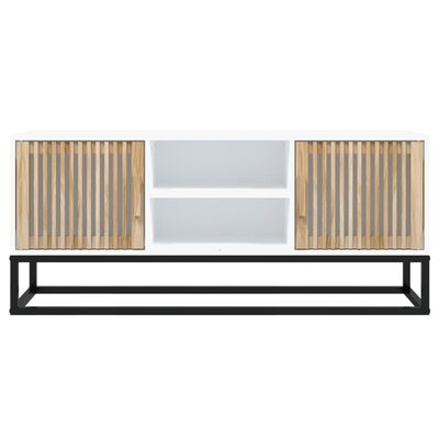 vidaXL Meuble TV blanc 105x30x45 cm bois d'ingénierie et fer