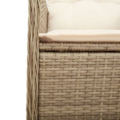 vidaXL Ensemble de bistro de jardin 3 pcs coussins beige poly rotin