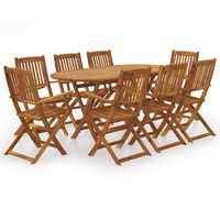 vidaXL Mobilier à dîner pliable de jardin 9 pcs Bois d'acacia solide