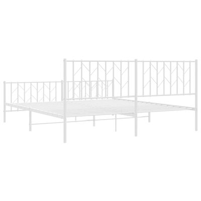 vidaXL Cadre de lit métal sans matelas et pied de lit blanc 183x213 cm