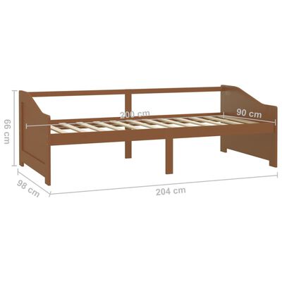 vidaXL Lit de repos 3 places sans matelas Marron miel 90x200 cm