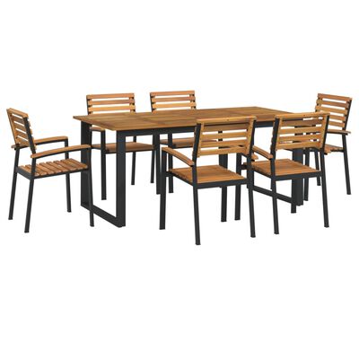 vidaXL Ensemble à manger de jardin 7 pcs bois d'acacia solide et métal