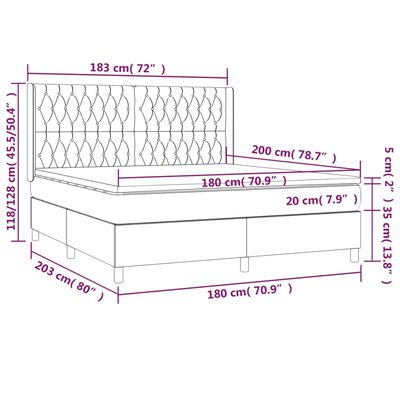 vidaXL Sommier à lattes de lit et matelas Gris clair 180x200cm Velours