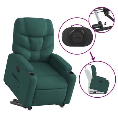 vidaXL Fauteuil inclinable vert foncé tissu