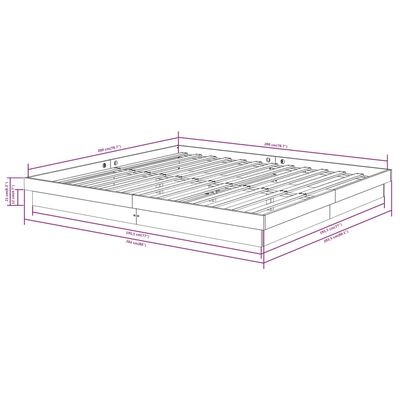 vidaXL Cadre de lit Noir Bois massif 200x200 cm