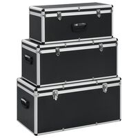 vidaXL Boîtes de rangement 3 pcs Noir Aluminium