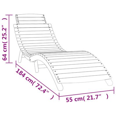 vidaXL Chaise longue blanc 184x55x64 cm bois massif d'acacia